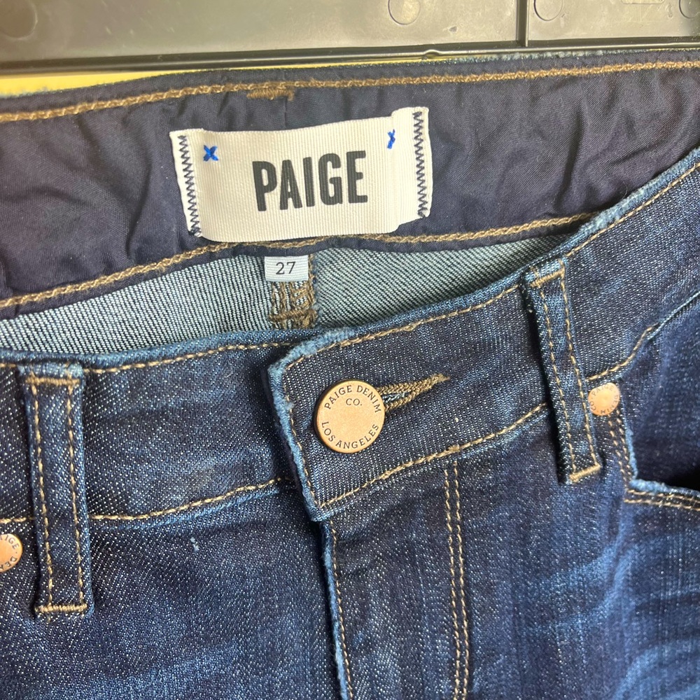 PAIGE mid-rise dark blue skinny whiskered jeans size 27 - Picture 3 of 11